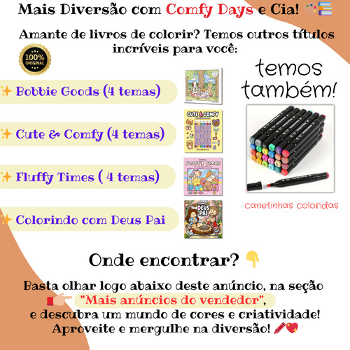 Livro De Colorir Comfy Days Lançamento Oficial 2024 Original Traduzido 24 Desenhos Livrinho Para Pintar Com Lápis De Cor Canetinhas Coloridas 24 80 120 Cor Giz Cera Pintura Anti Stress E Relaxante