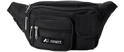 Everest Múltiple De Bolsillo Paquete De La Cintura, Negro, U