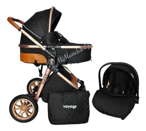 Coche Moises Infantil Con Portabebe Travel Sistem Molina Color Negro Chasis Negro Con Dorado