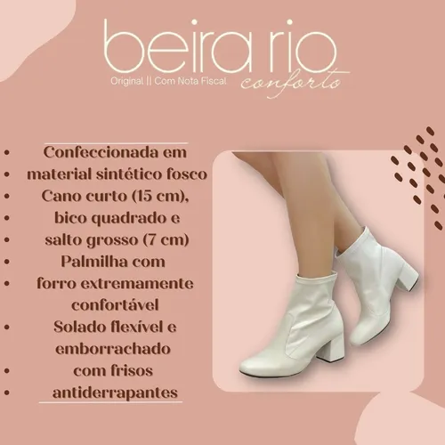 Bota Beira Rio Feminina Cano Curto Conforto Ankle Boot Macia