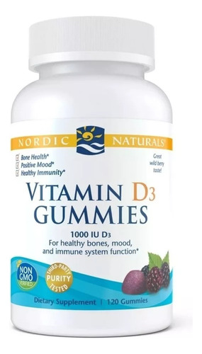 Vitamina D3 Nordic Naturals 1000 Iu 120 Gomitas Sabor Sin sabor