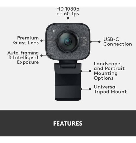 Cámara Web Logitech Streamcam Plus Con Soporte Para Trípode