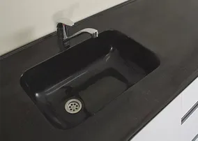 Mesada Mármol Sintético Negra 160 Bacha Reversible Durafort