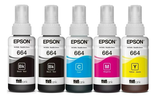 Tintas Epson 664 Para Impresoras L210 L355 L395 L555 Kit X 5