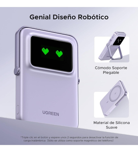 Ugreen Power Bank Inalámbrico 10000mah 20w Pd 7.5w Qi 45327