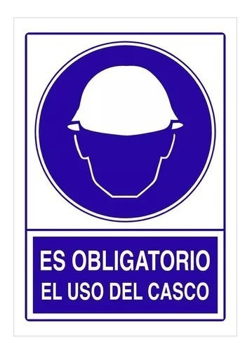 Señaletica Cartel Adhesivo Uso Obligatorio De Casco 20x30cm