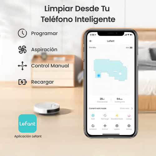 Aspiradora Robot Control Por App Con Sensor Anticaida
