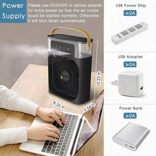 Climatizador Portátil Mini Ventilador De Aire Acondicionado Humidificador 4 En 1 Mini Aire Acondicionado Ventilador De Escritorio Portátil Marca Dosyu Color Verde