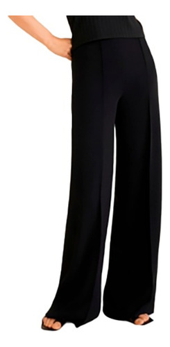 Pantalón Flowy Palazzo Negro Marca Mango Talla 7