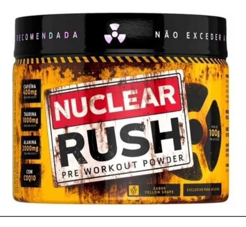 Pó pré-treino Nuclear Rush 100g em pó com sabor de morango