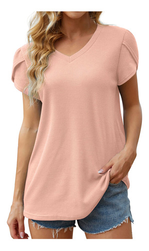 Blusa Tipo Túnica Holgada De Manga Corta Con Cuello En V Par