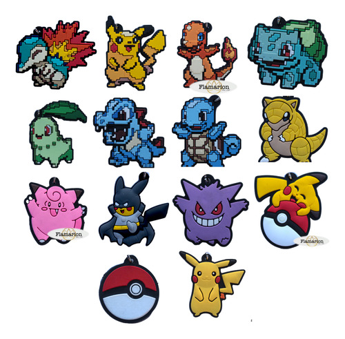 Kit 20 Chaveiros Emborrachados Personagens Pokémon Sortidos