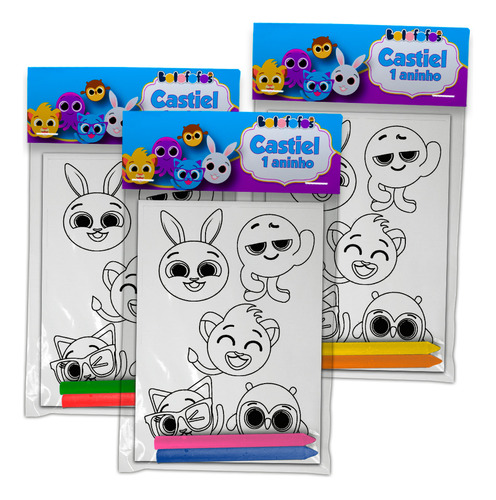 150 Kit Colorir Com Giz Lembrancinha Infantil Bolofofos