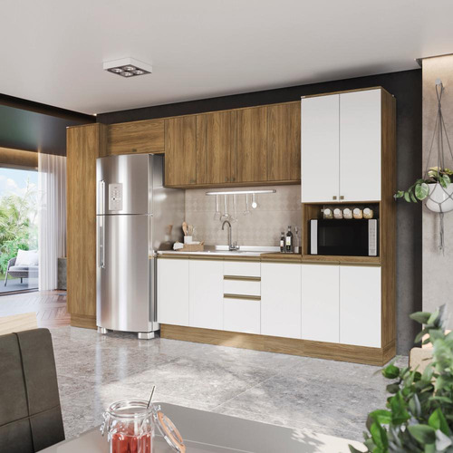 Cozinha Modulada Celeste Kappesberg 100% Mdf Branco 8 Peças