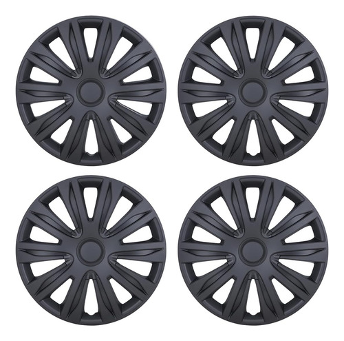 Juego De 4 Tapacubos Universales R15 Negro Mate