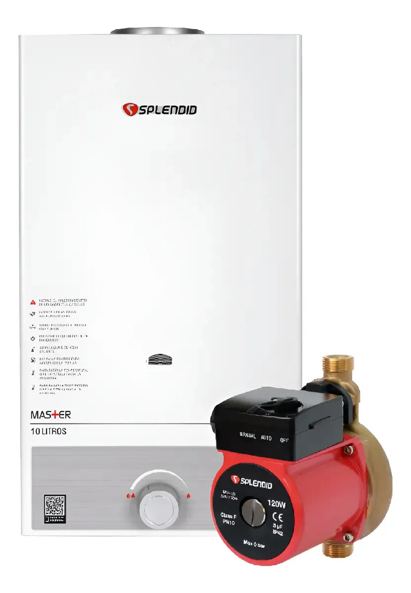 Calefont Gas Natural 10l T. Natural + Bomba Presurizadora Blanco