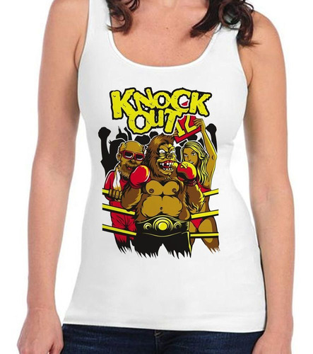 Musculosa Knock Out Gorilla Boxeador En El Ring