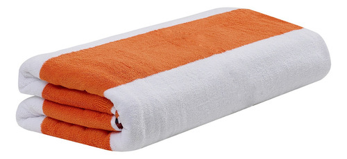 Toallón De Playa 100% Algodón Diseños A Rayas Bicolor Color Blanco y naranja Sol Ardiente