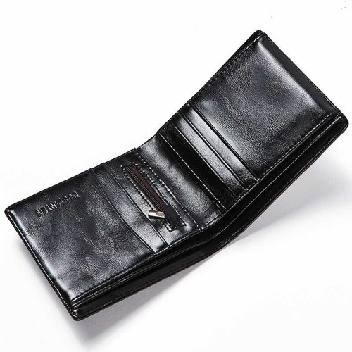 Cartera De Cuero Para Hombre Tarjetero Monedero Cremallera
