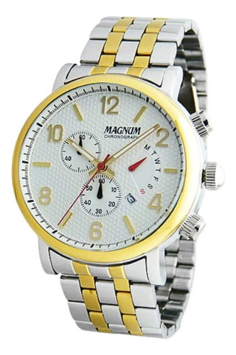 Relógio Masculino Magnum Cronógrafo Ma35226s - Prata Cor do fundo Branco