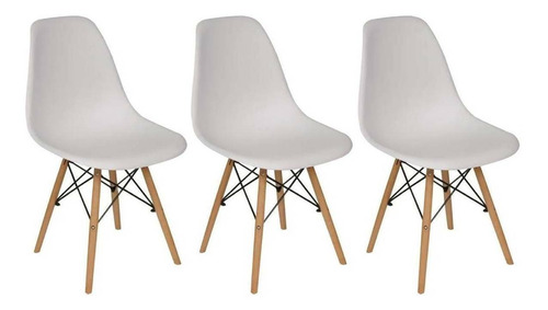 Cadeira de jantar Makom Eames, estrutura de cor  branco, 3 unidades