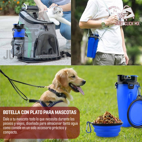 Botella 2 En 1 Con Tazón Plegable Portátil Viaje Mascotas Color Amarillo