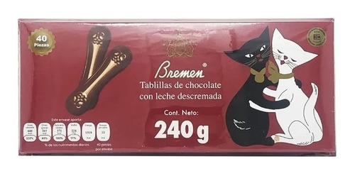 Imagen 1 de 1 de Chocolate Lenguas De Gato Grandes 240grs