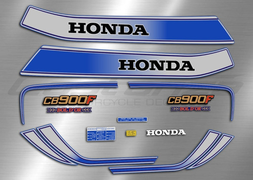 Calcos Honda Cb 900 F Boldor Año 80, 81 Moto Azul Metalizada