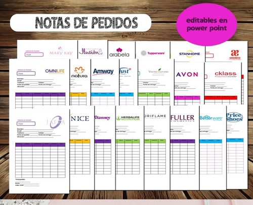 Kit Imprimible Notas De Pedidos Editable Varias Marcas