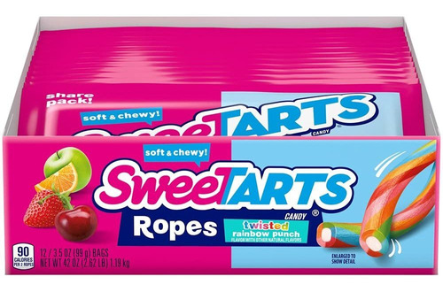 Sweetarts Twisted Rainbow Ropes - Paquete Compartido, 3.5 On