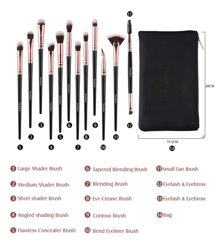Brochas De Maquillaje De Ojos Daubigny, 12 Piezas De Sombra