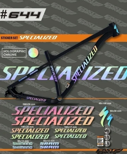 Calcomania Bicicleta Specialized 1 Tornasol Sticker Pegatina