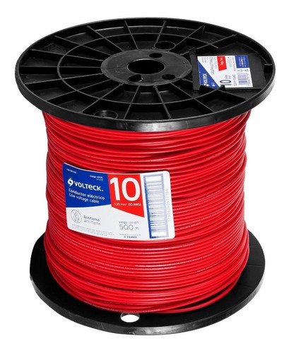 Carrete 500mt Cable Calibe 10 Thhw-ls Rojo Volteck 40126