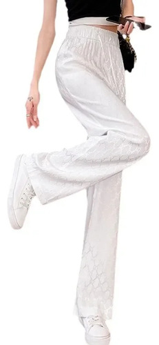 Pantalones Acampanados De Jacquard De Cintura Alta Para Muje