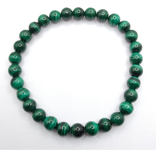 Pulsera De Piedra Natural Malaquita Premium 6mmx18cm Color Verde Musgo Largo 18 Cm