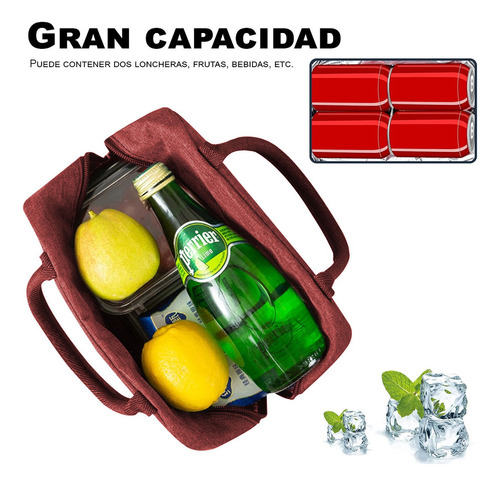 Lonchera Termica Bolsa Almuerzo Comida Lunch Escolar Oficina Portatil Kimhi Fiambrera Impermeable Aislamiento Frio Y Calor Color Rojo