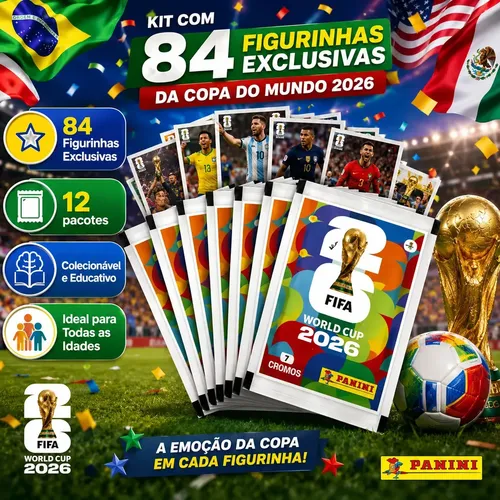 Figurinha Album Copa Do Mundo Kit 12 Pacotes 84 Figurinhas