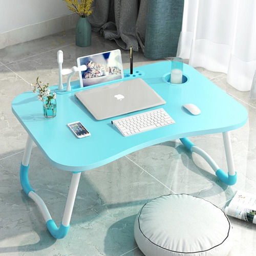 Mesa Para Notebook Home Office Com Usb Ventilador Azul