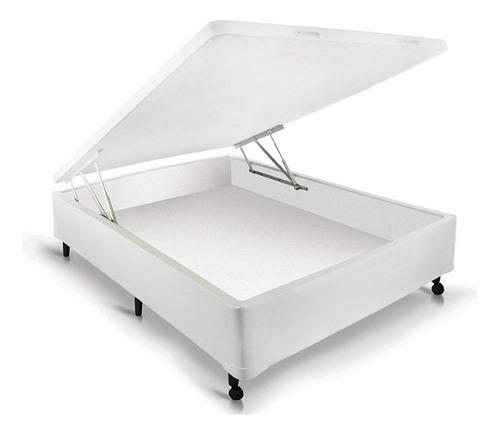 Cama Box Baú Castor Courino Branco New Casal 128