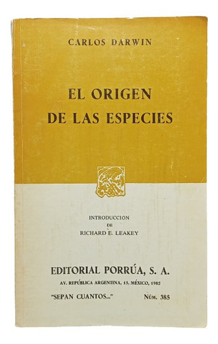 El Origen De Las Especies - Charles Darwin - Ed Porrúa 1982