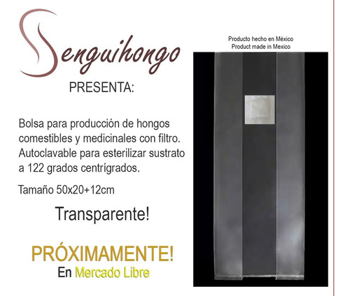 50 Bolsas Cultivo Hongos, Micelio/esterilizar Autoclave Y+
