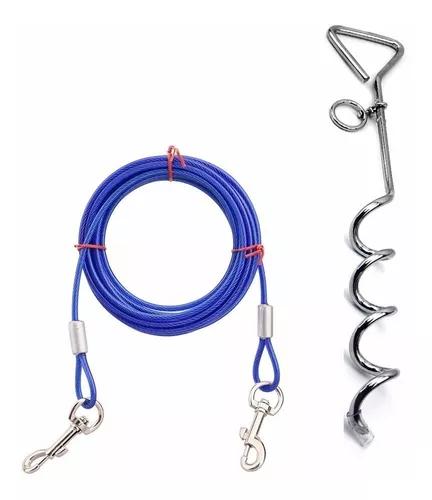 5 m, con estaca en espiral de 40,6 cm Petphabt Cable de amarre para perros 