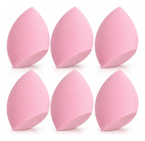 Kit 6 Esponjas De Maquiagem Gota Chanfrada Make Up Bluvie Kit 6 Rosa Média