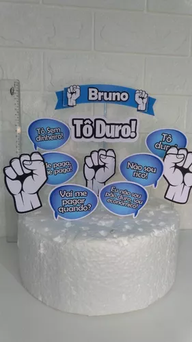 Kit Topo Topper De Bolo Festa Adulto Personalizado Pão Duro