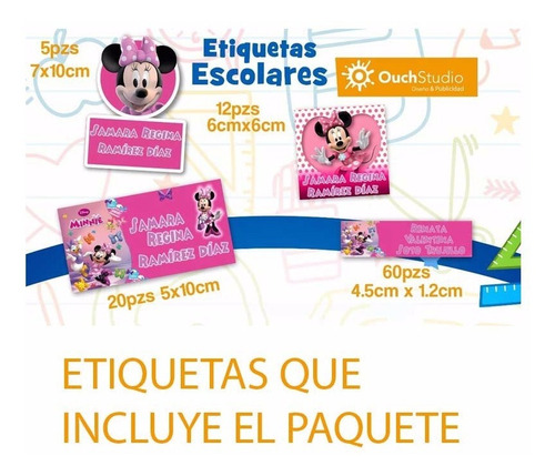 Imagen 3 de 7 de 97 Etiquetas Escolares Personalizadas Niñas