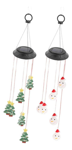 2pcs Solar Navidad Árbol De Navidad Viento Chimes Led