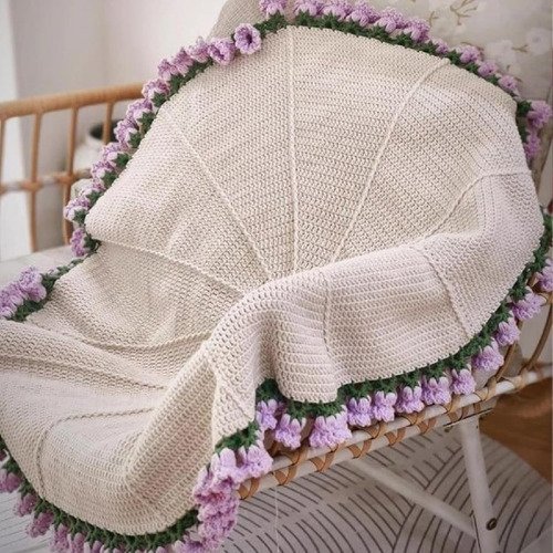 Manta De Flores Crochet Plegable - Ligera Y Portátil