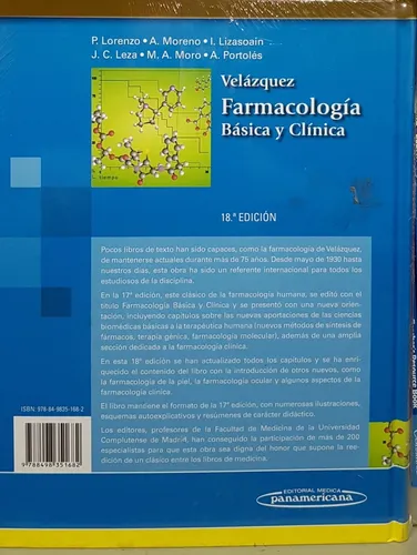 Velazquez Farmacología Básica Y Clínica 18ed. Pasta Dura