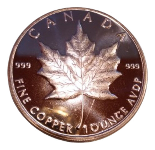 Onza Cobre Puro Hoja Maple Canada Moneda Aguila U S A 