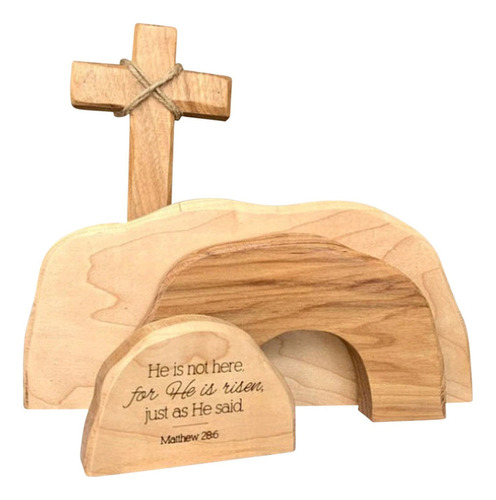 Escena De Pascua Con Cruz De La Tumba Vacía, De Madera, Deco